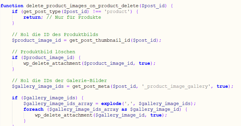 WooCommerce beim Löschen eines Produkts